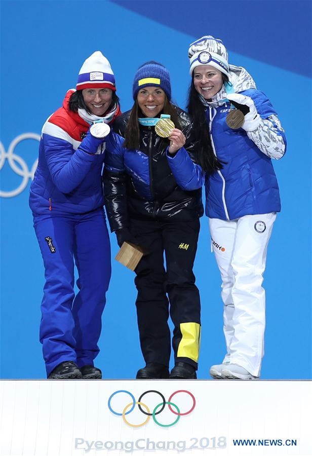 (SP)OLY-SOUTH KOREA-PYEONGCHANG-CROSS-COUNTRY SKIING-LADIES' 7.5KM+7.5KM SKIATHLON-MEDAL CEREMONY