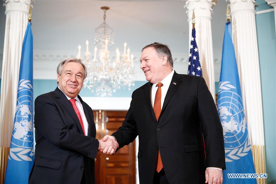 U.S.-WASHINGTON D.C.-POMPEO-ANTONIO GUTERRES-MEETING