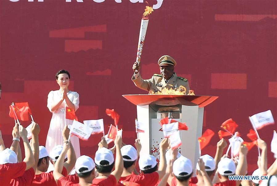 (SP)CHINA-NANCHANG-7TH MILITARY WORLD GAMES-FLAME LIGHTING CEREMONY AND TORCH RELAY