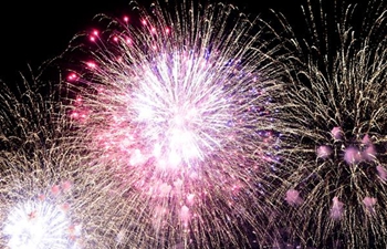 Fireworks illuminate sky during Taipei Dadaocheng Fireworks Festival